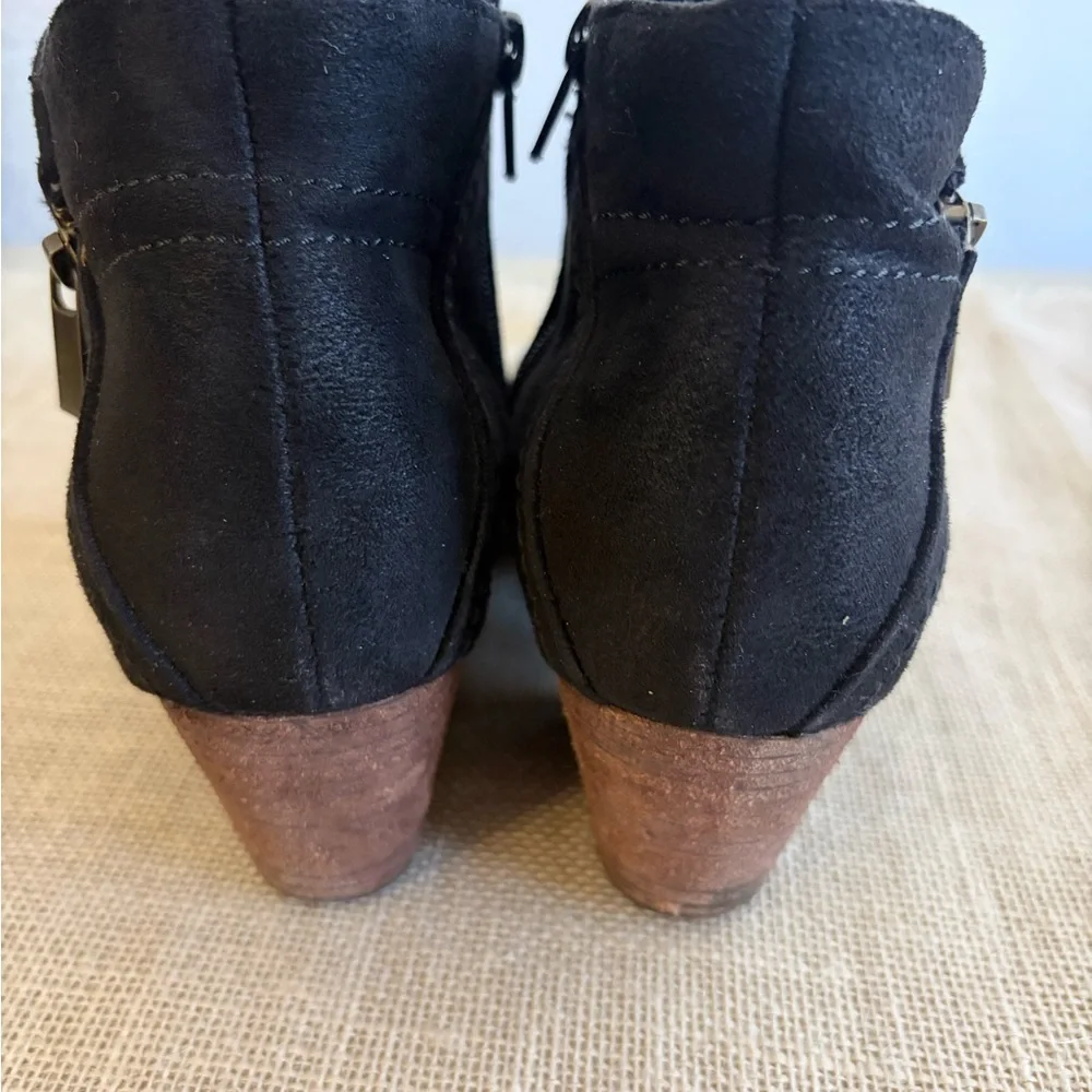 Bella Vita Black Suede Ankle Booties with Side Zip